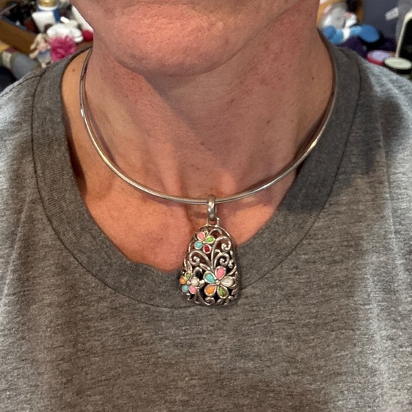 Sterling Silver Necklace with Pendents - Picture 3 of 9